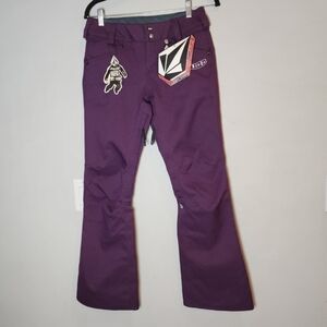 NWT Volcom District Snowboarding Skiing Purple Pants Zip Tech 15000MM Size XS